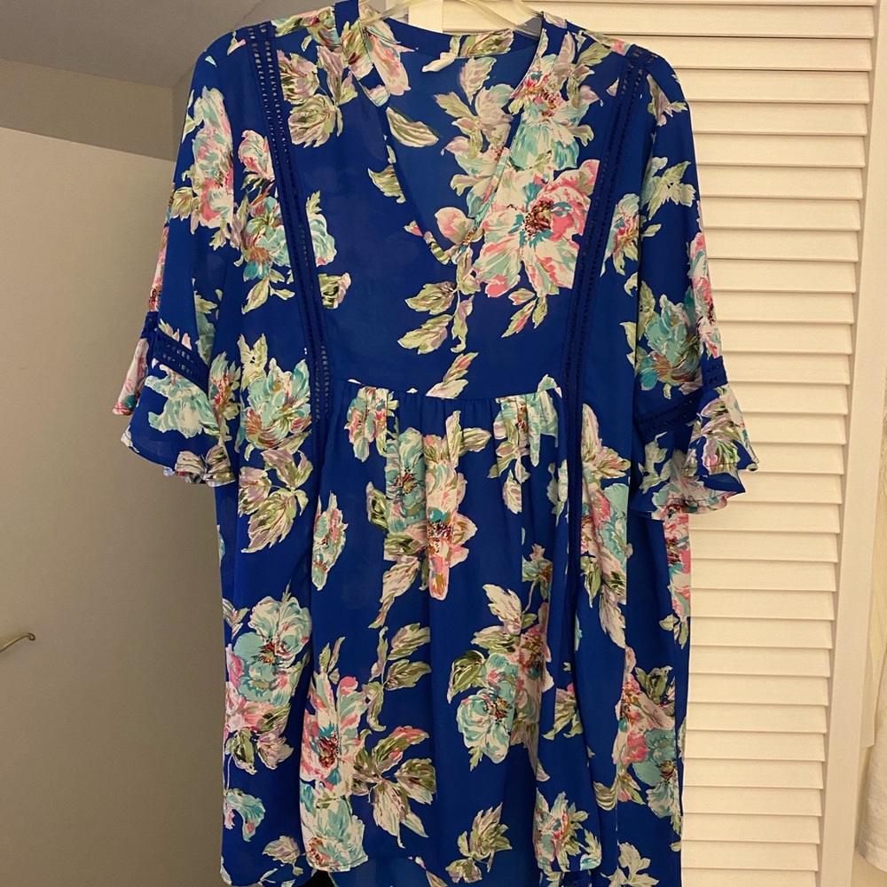 Blue chiffon blouse/tunic
